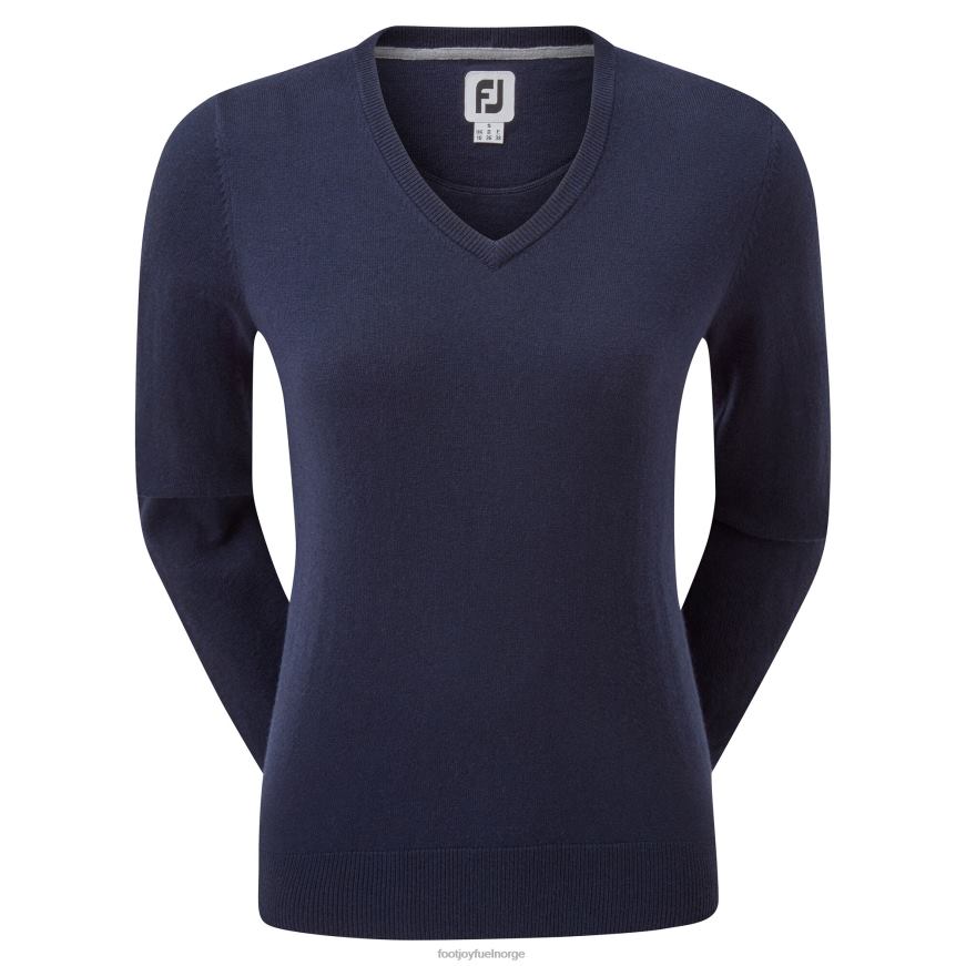 marineblå ullblanding v-hals genser R6P2F1436 marinen Footjoy