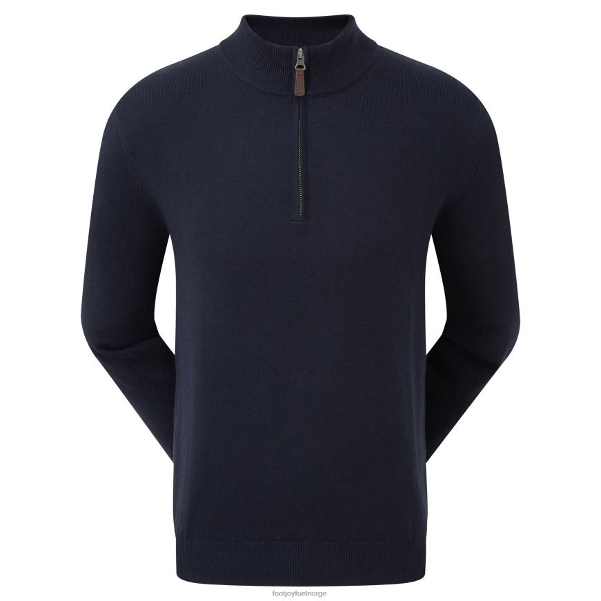 marineblå ullblanding pullover med halv glidelås R6P2F1098 marinen Footjoy