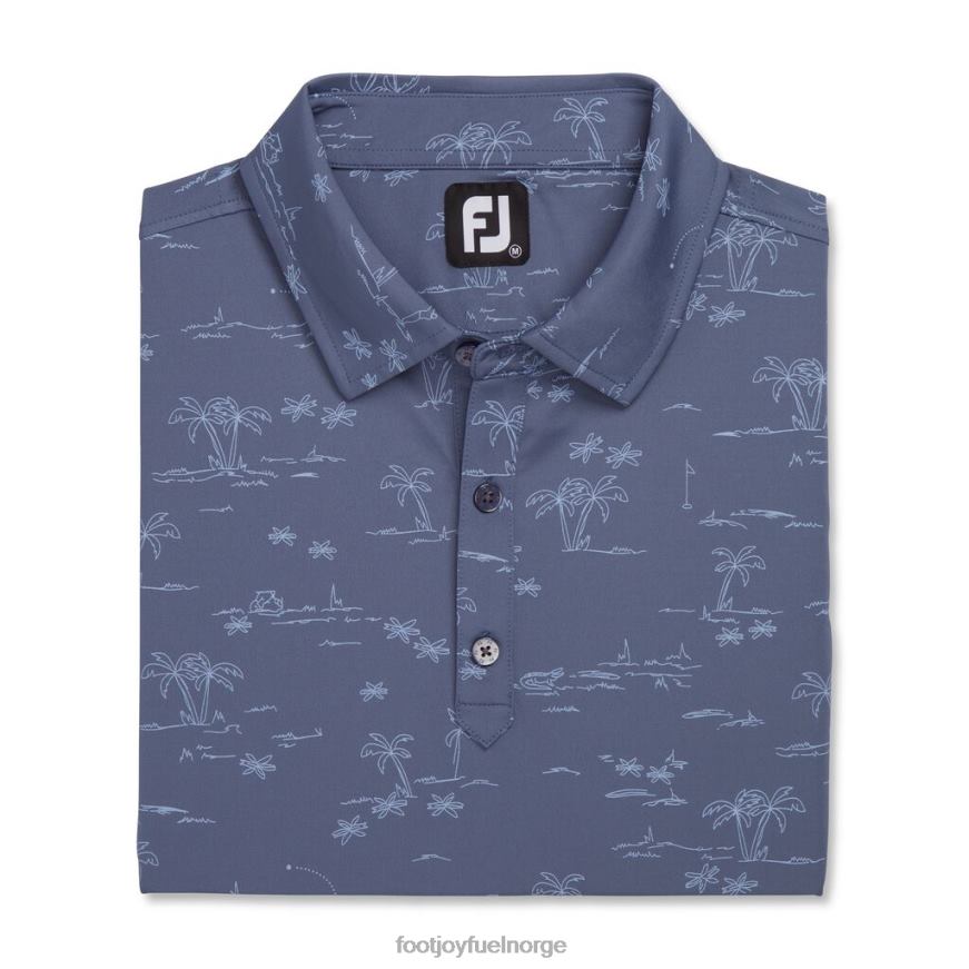 bluestone-denim tropic golf print lisle self krage R6P2F1739 blåstein-denim Footjoy